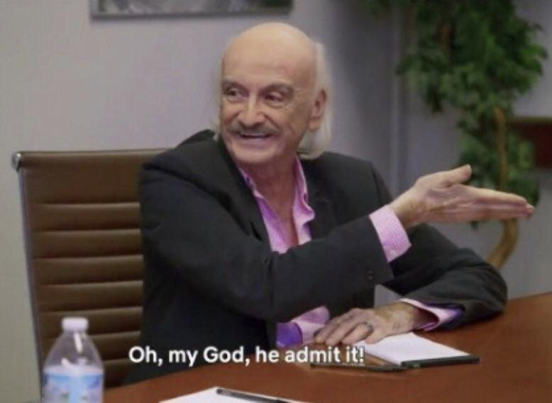 "Oh my god, he admit it!" meme