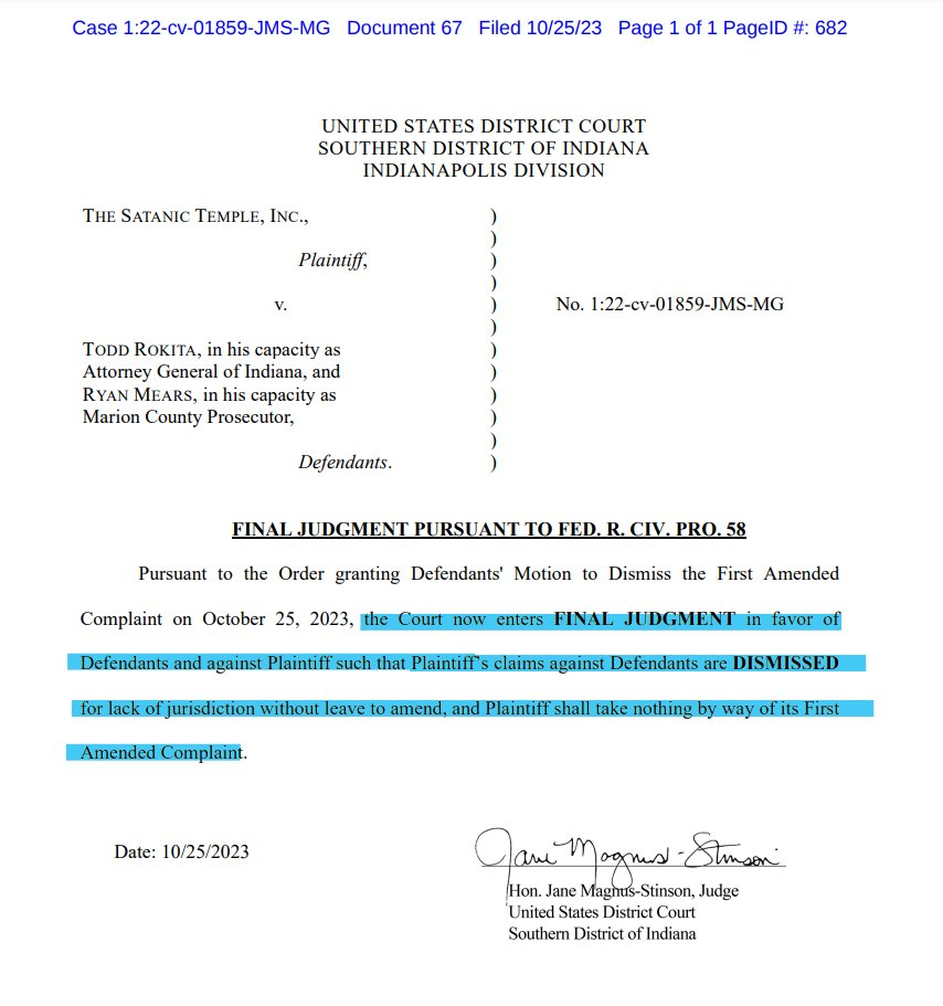 FINAL JUDGMENT PURSUANT TO FED. R. CIV. PRO. 58
Pursuant to the Order granting Defendants' Motion to Dismiss the First Amended Complaint on October 25, 2023, the Court now enters FINAL JUDGMENT in favor of Defendants and against Plaintiff such that Plaintiff’s claims against Defendants are DISMISSED for lack of jurisdiction without leave to amend, and Plaintiff shall take nothing by way of its First Amended Complaint.