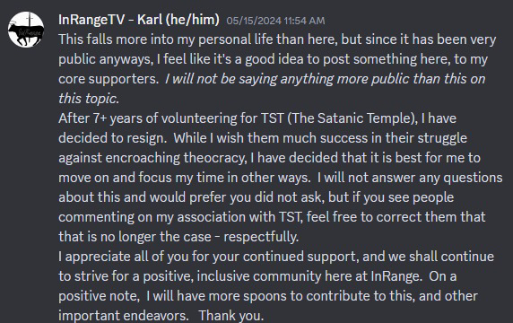 Karl Kasarda InRange TV Discord resignation