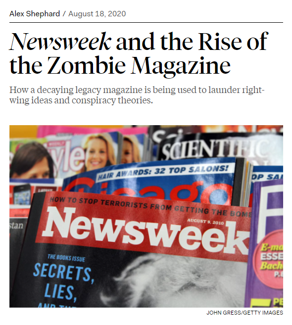 New Republic article "Newsweek and the Rise of the Zombie Magazine"