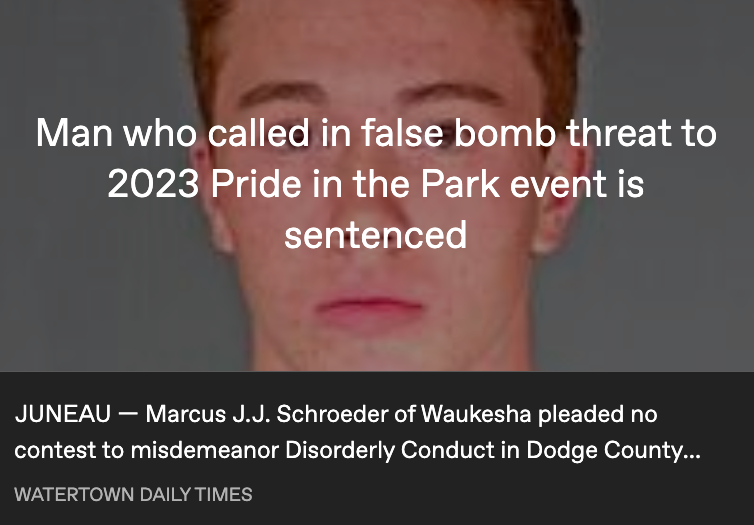 Man who called in false bomb threat to 2023 Pride in the Park event is sentenced
Watertown Daily Times

