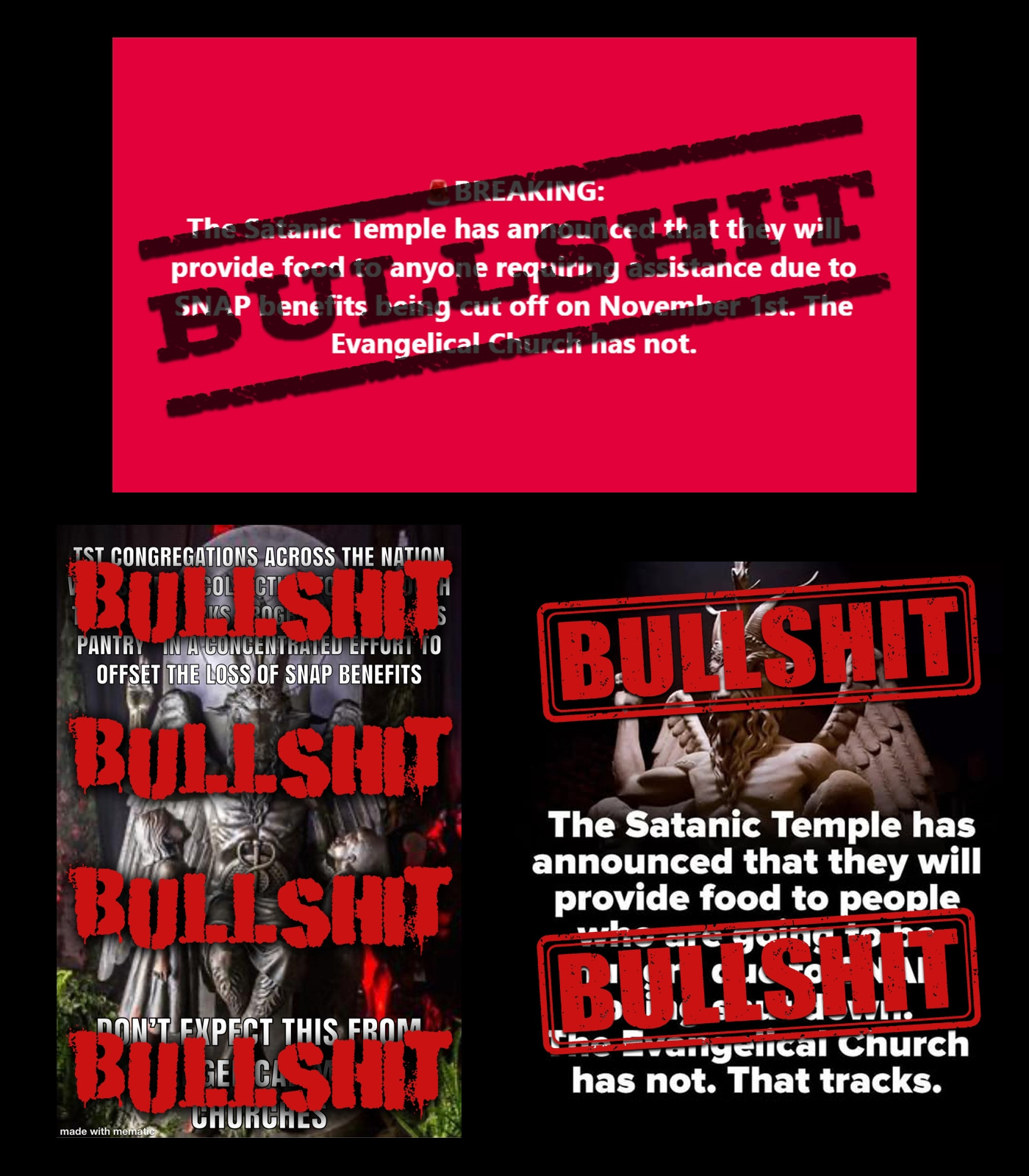 Image by ‪Infernal Saint Nobody‬ @infsaintnbdy.bsky.social calling inaccurate social media claims bullshit